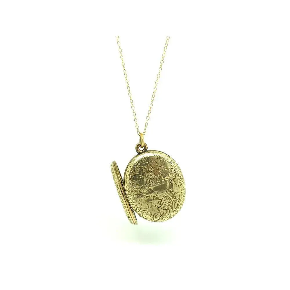 Antique Victorian Portrait 9ct Yellow Gold Locket Necklace