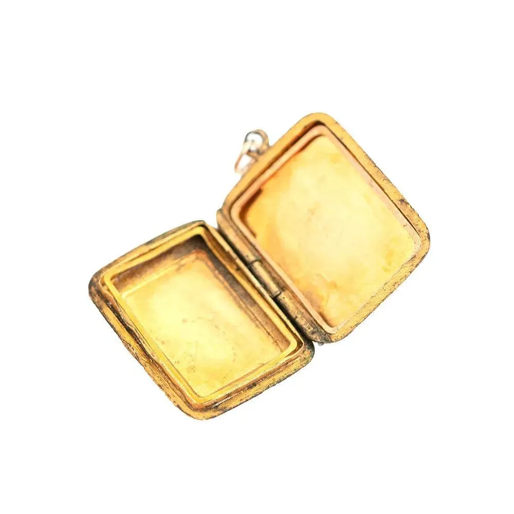 Antique Victorian Rectangular 9ct Yellow Gold Locket Necklace