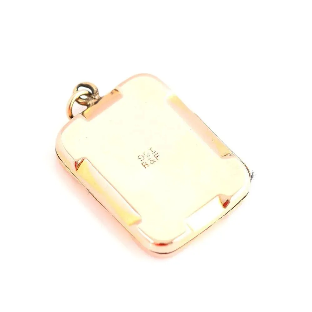 Antique Victorian Rectangular 9ct Yellow Gold Locket Necklace