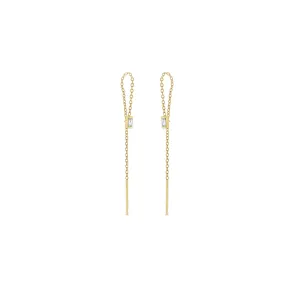 Baguette Diamond Threader Earrings