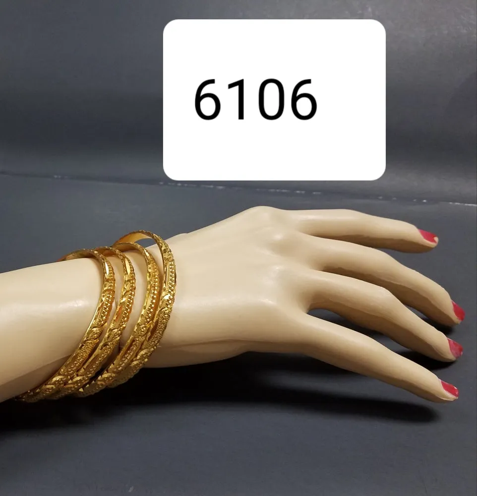 Bangles 6107 Golden Set 4 Pieces 2.6 Size Bangles Shieno