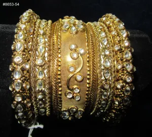 Bangles 8654 Golden Indian Set of Kadra and Bangles