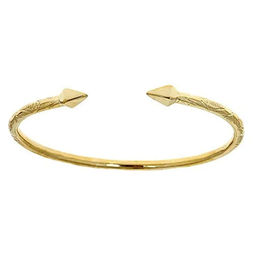 Better Jewelry 10K Yellow Gold West Indian Bangle w. Pyramid Ends