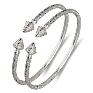 Better Jewelry Evergreen .925 Sterling Silver West Indian Bangles, 1 pair