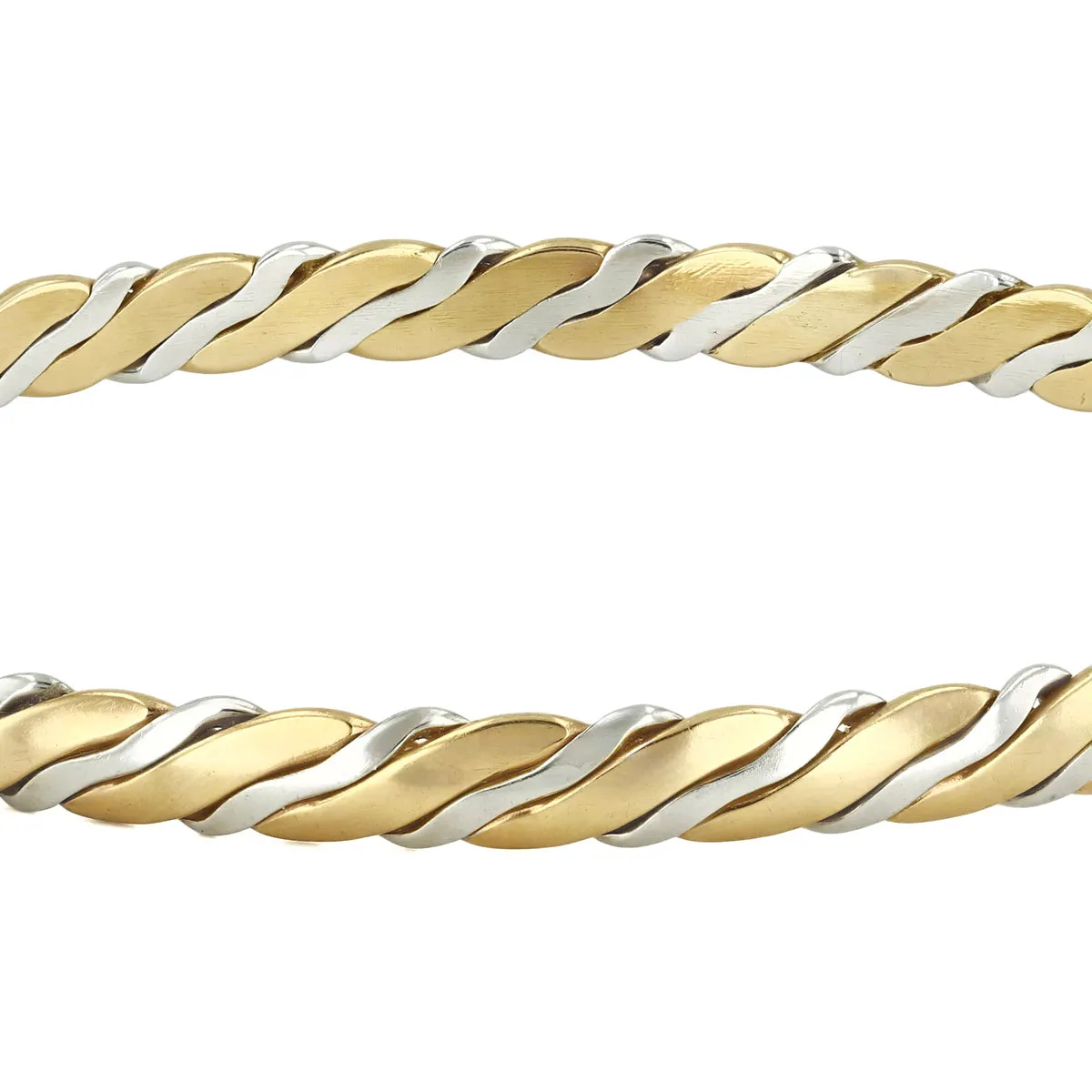 Bi-Metal Twisted Bangle | Pre-Loved | 9K Solid Gold