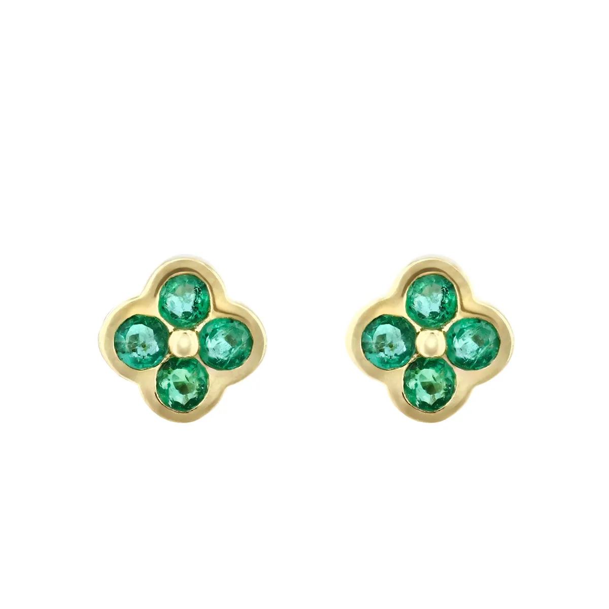 Bijou Collection 0.34ct Emerald Stud Petal Earrings | 9K Yellow Gold