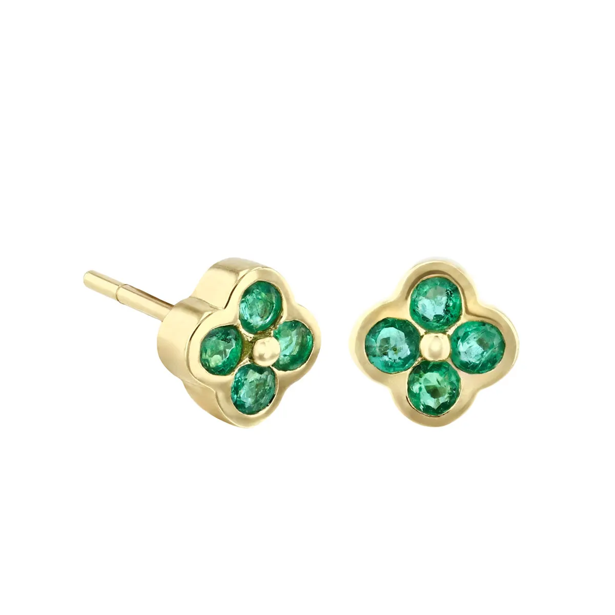 Bijou Collection 0.34ct Emerald Stud Petal Earrings | 9K Yellow Gold