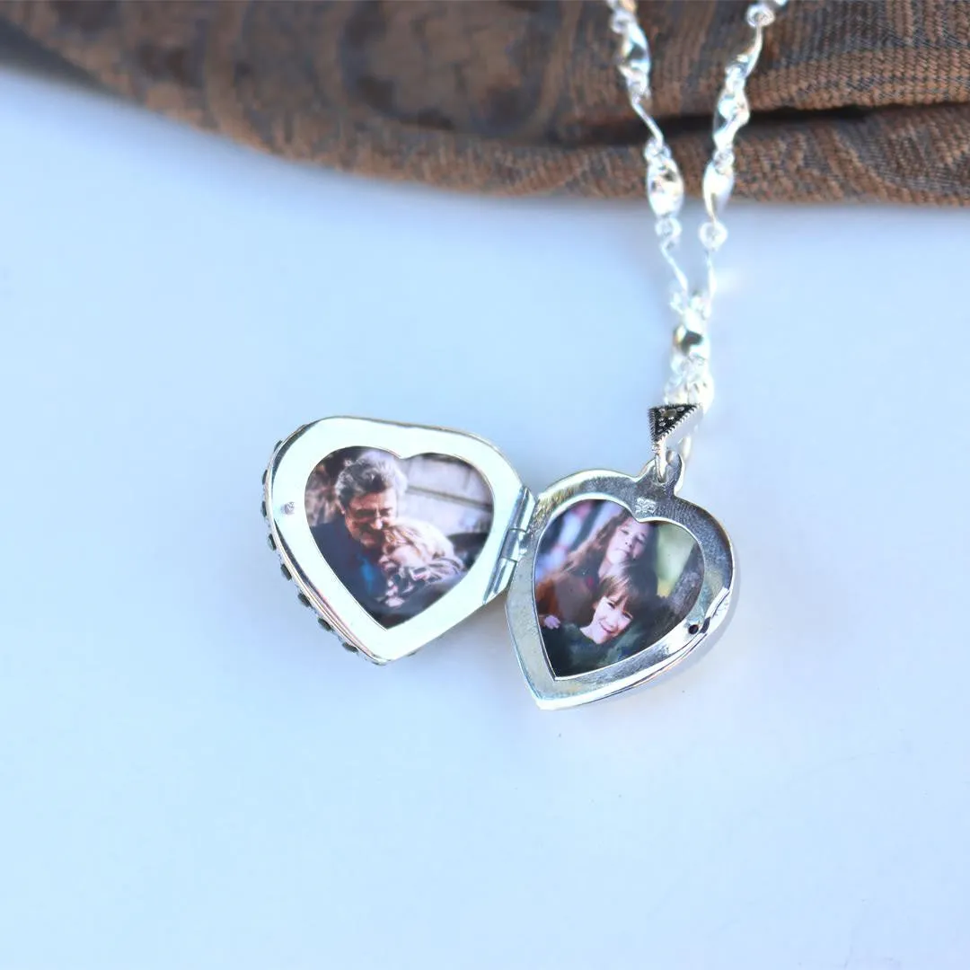 Blue Topaz Vintage Heart Locket | White Gold