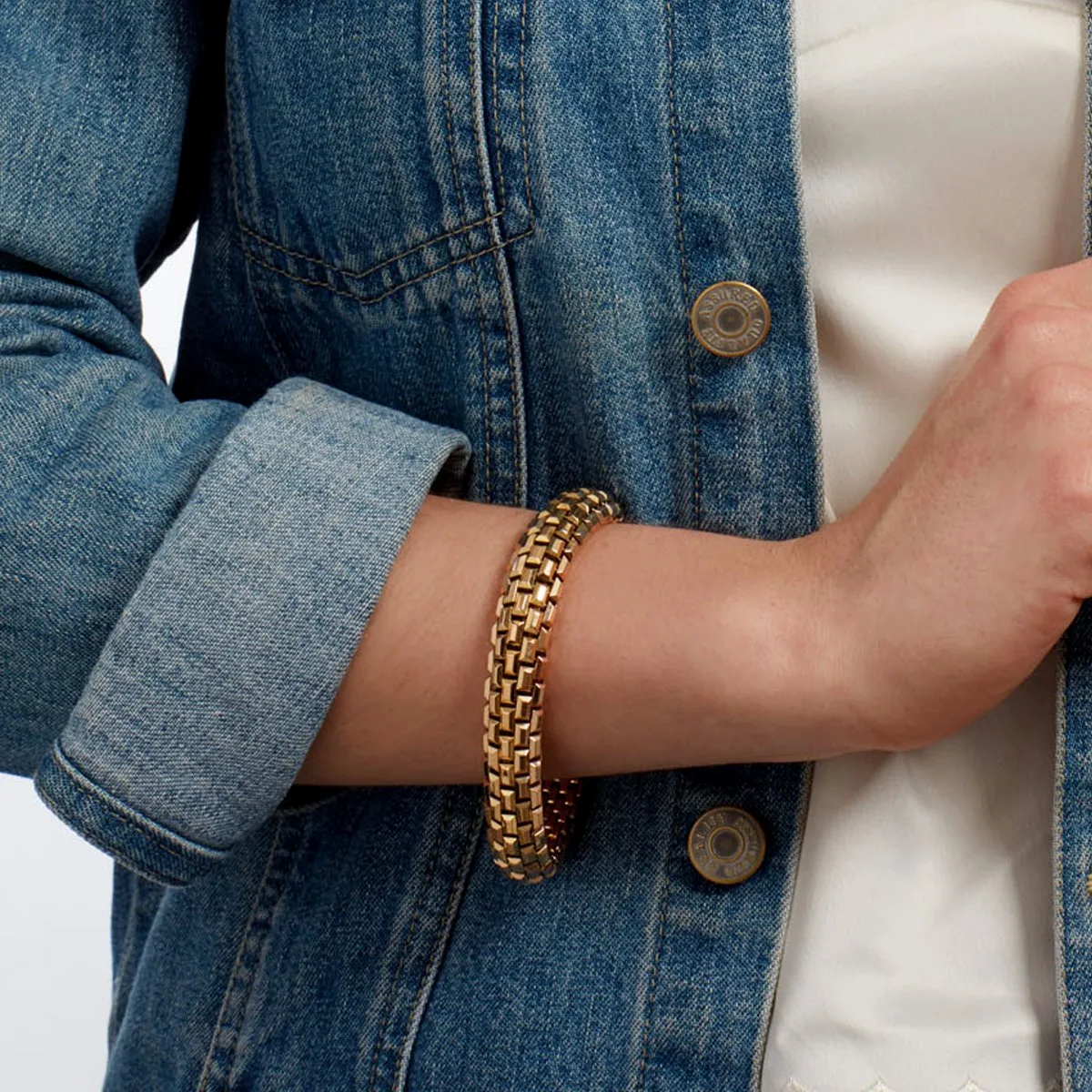 Boucheron French Brick Yellow Gold Chain Bracelet