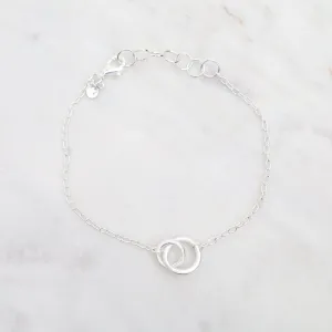 Brushed Sterling Silver Double Ring Bracelet