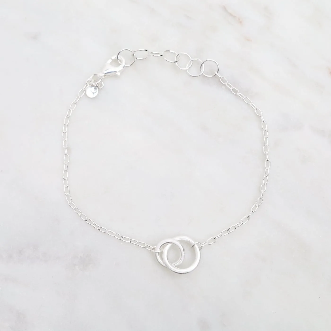 Brushed Sterling Silver Double Ring Bracelet