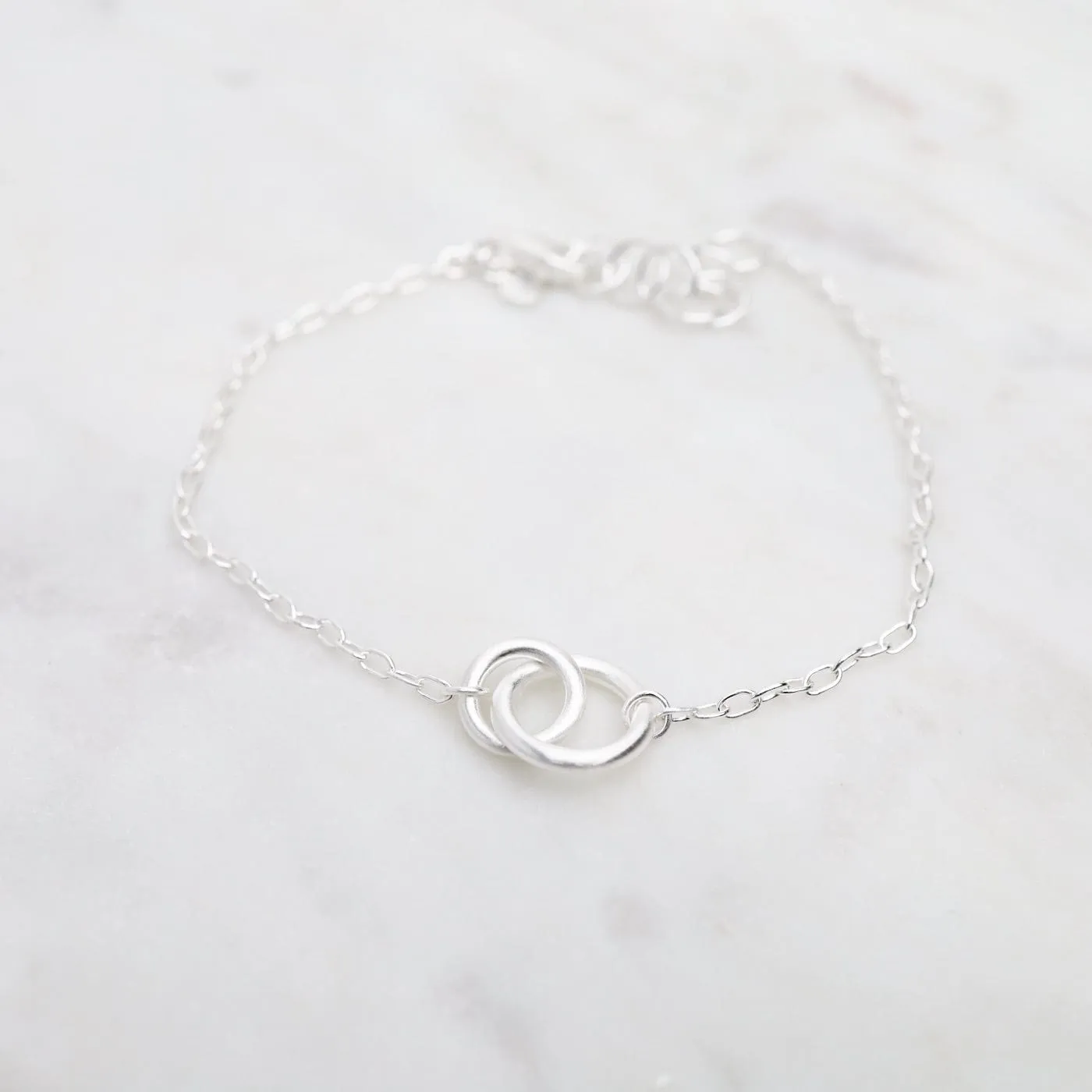 Brushed Sterling Silver Double Ring Bracelet