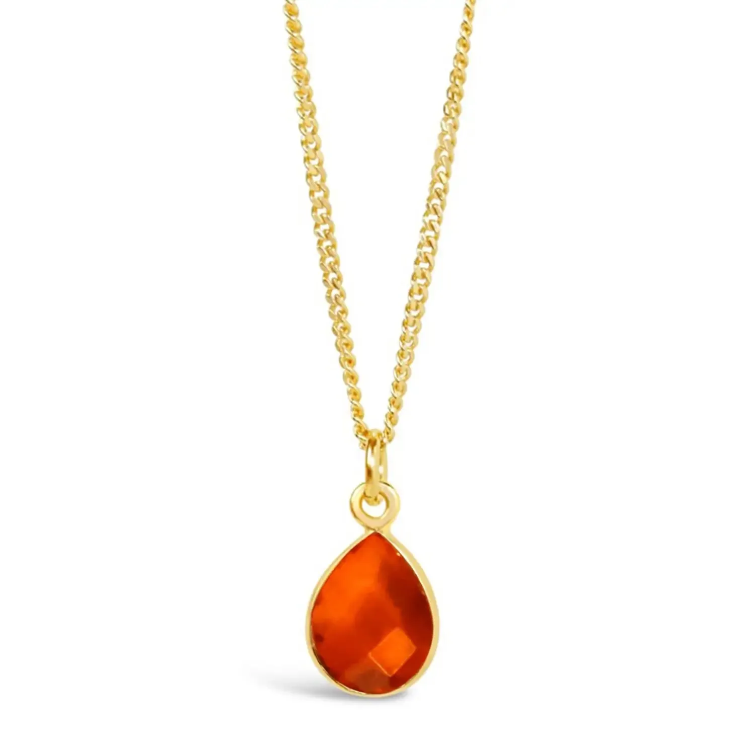 Carnelian Charm Necklace Gold July Birthstone