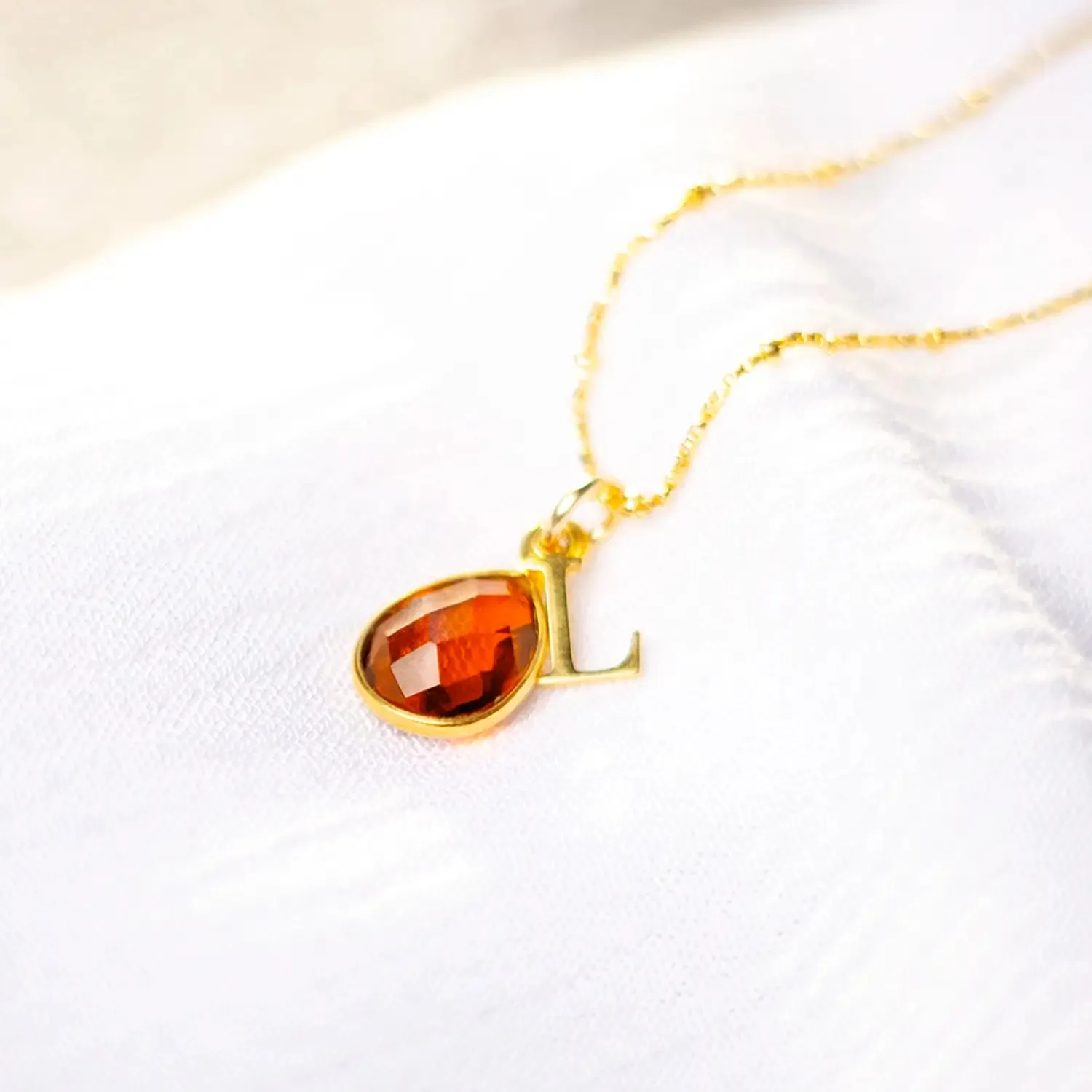 Carnelian Charm Necklace Gold July Birthstone