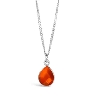 Carnelian Charm Necklace Silver July Birthstone