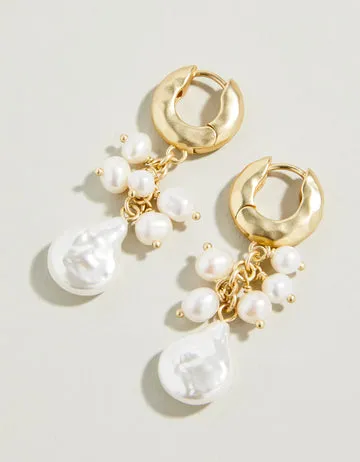 Cascade Hoop Earrings Pearl