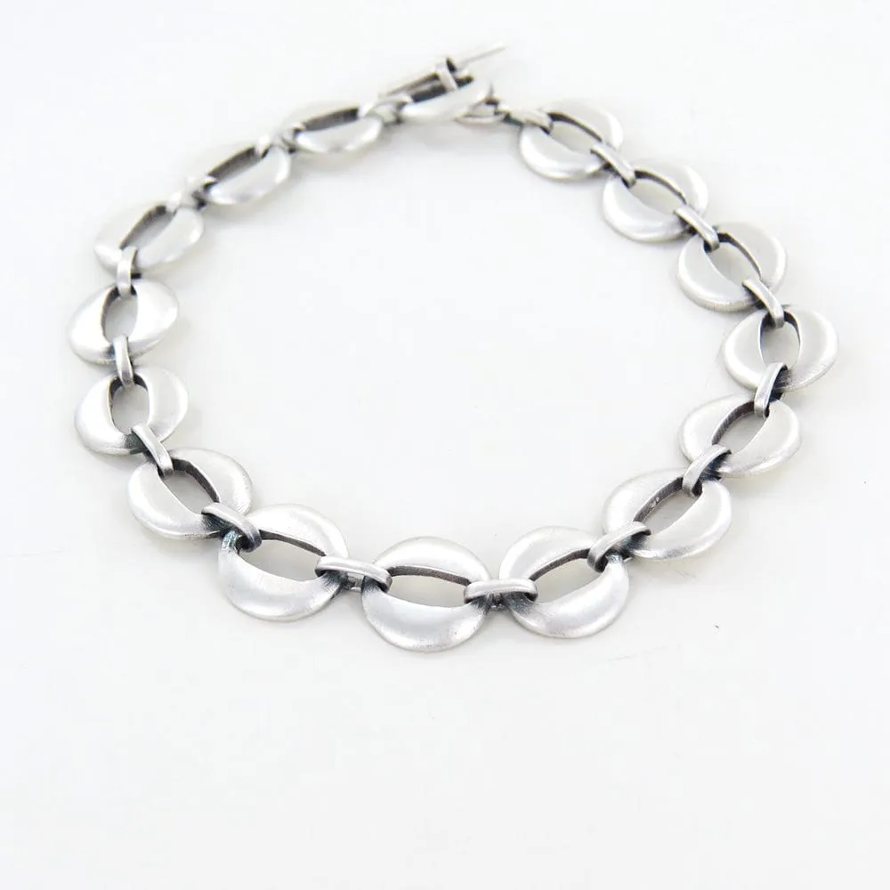 Cat's Eye Link Bracelet - Sterling Silver