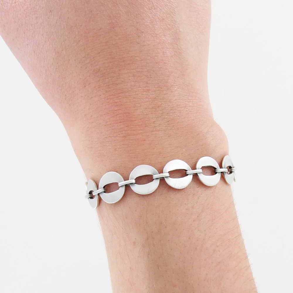 Cat's Eye Link Bracelet - Sterling Silver