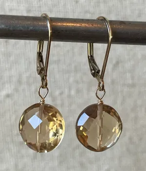 Champagne Quartz Button Earrings