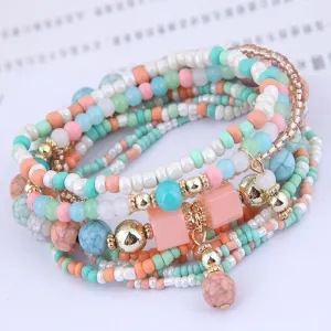 Charm Jewelry Set Beaded Charm Bracelets Set For Women Simple Coins Multilayer Bracelet Bohemian Jewelry 2021