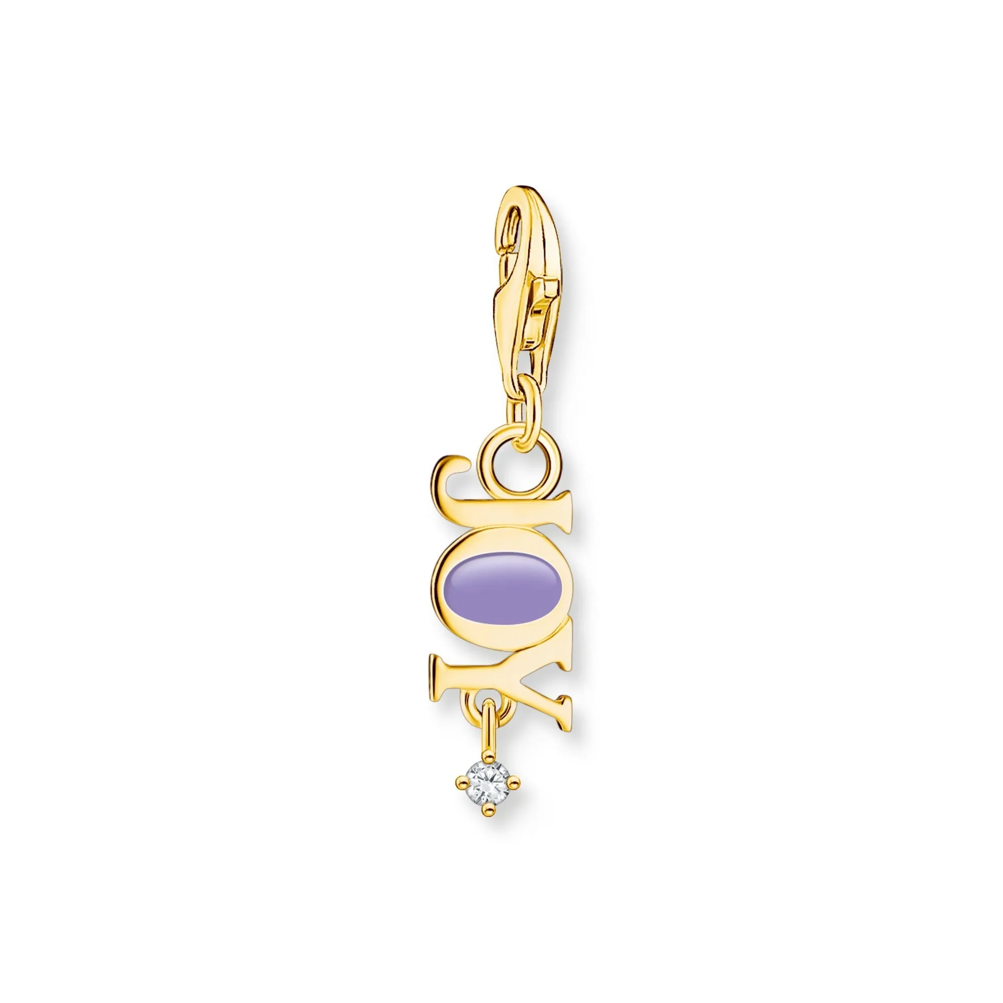 Charm pendant Joy with white stone gold plated