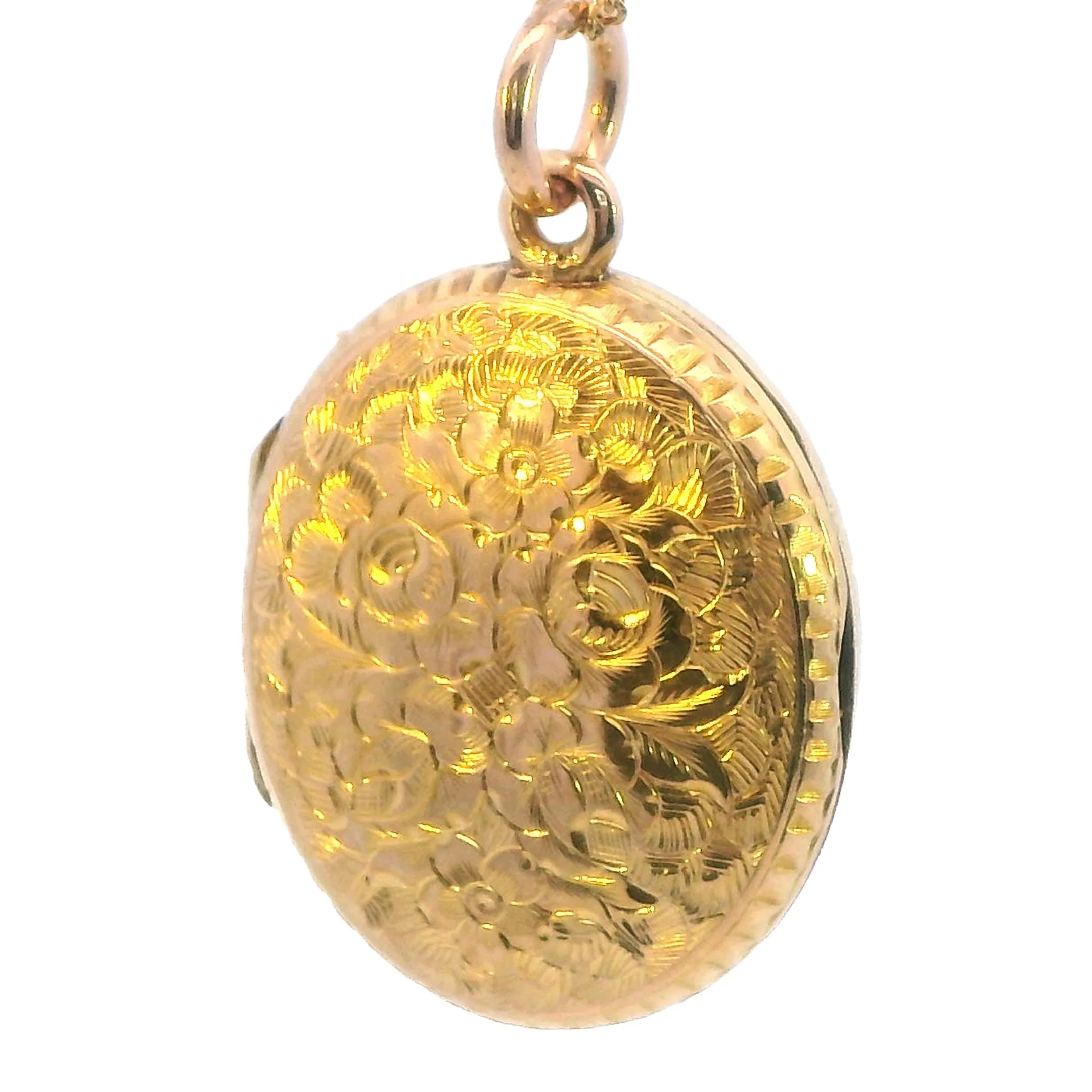 Charming Yellow Gold Hand Engraved Locket - Timeless Keepsake