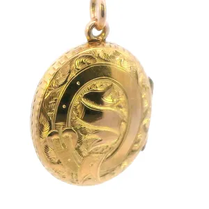 Charming Yellow Gold Hand Engraved Locket - Timeless Keepsake