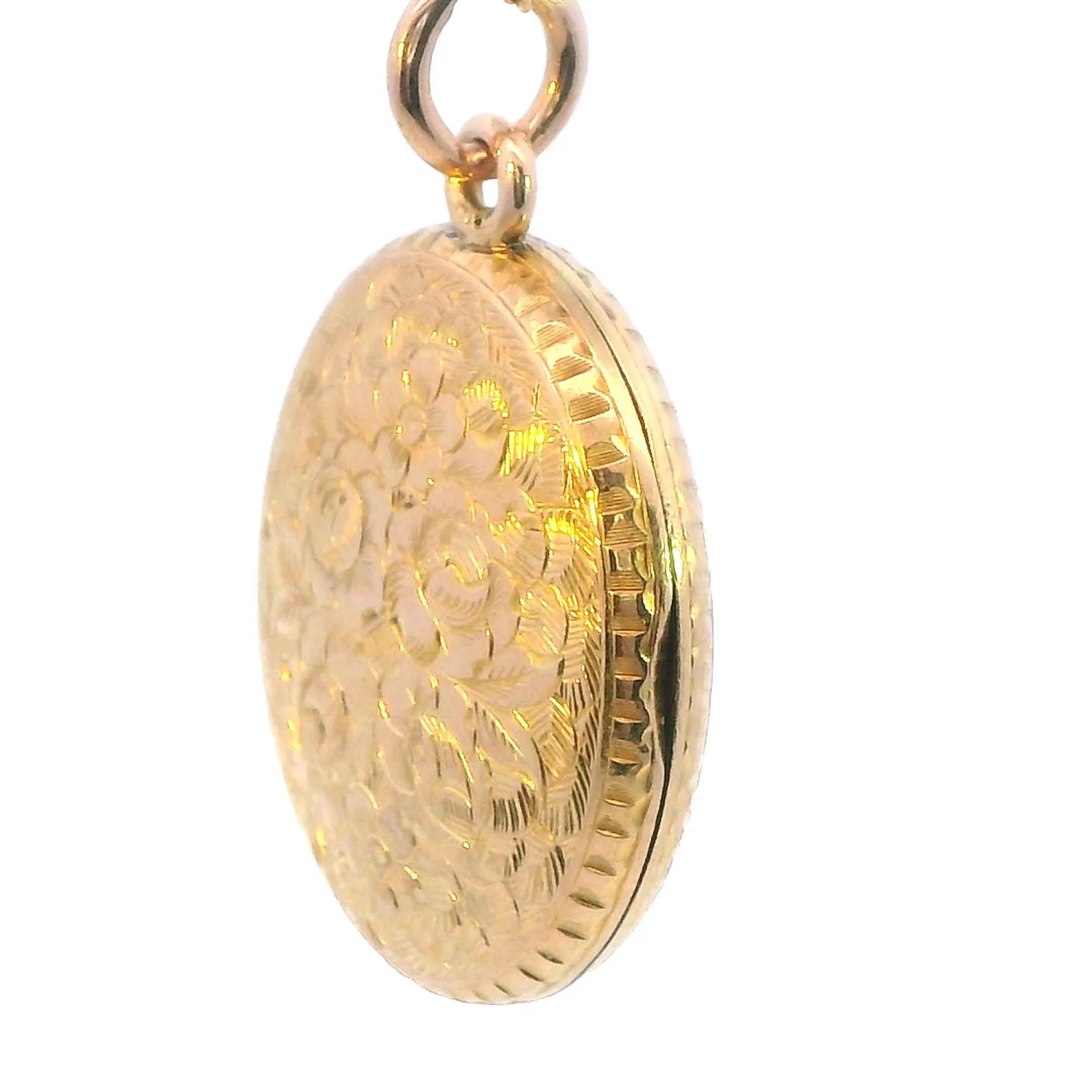 Charming Yellow Gold Hand Engraved Locket - Timeless Keepsake