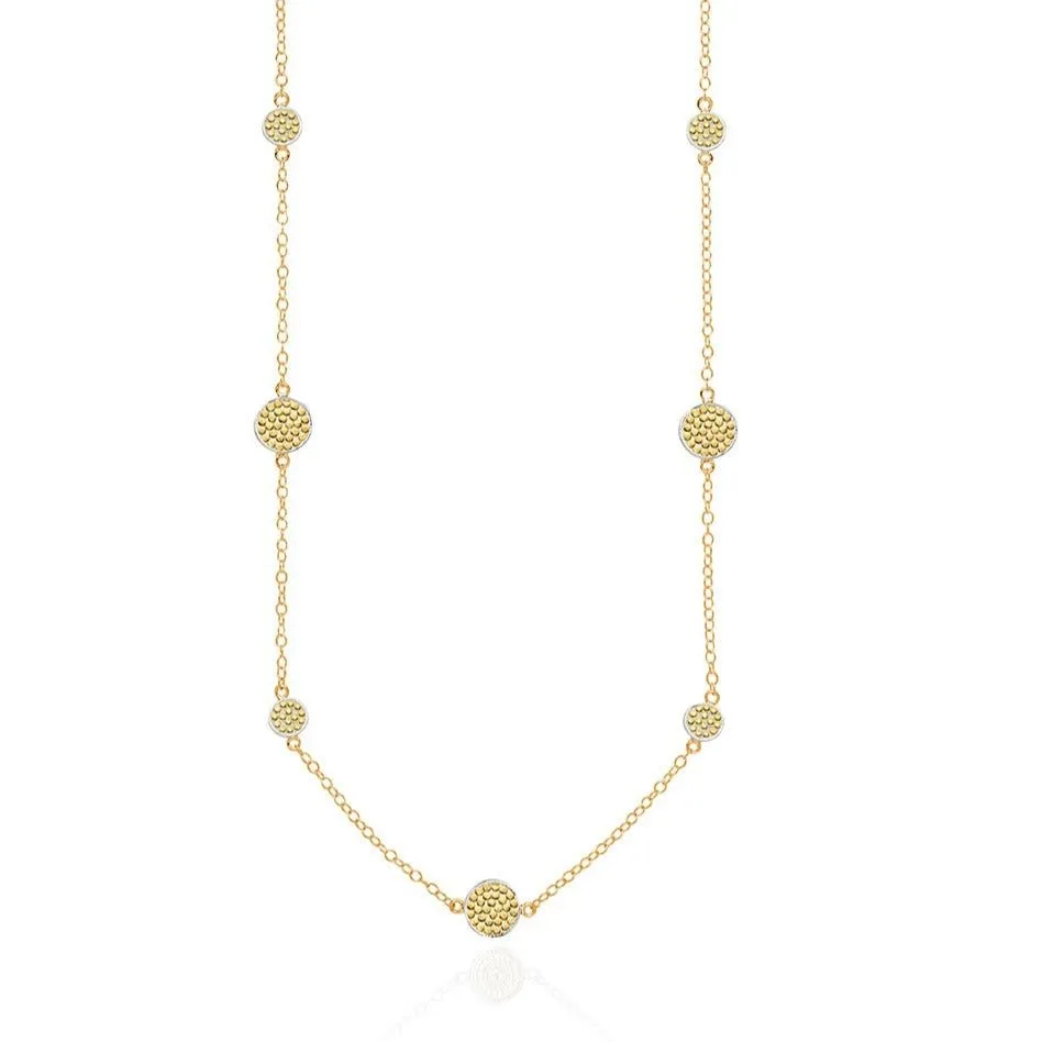 Classic Multi-Disc Station Necklace 36" in Gold