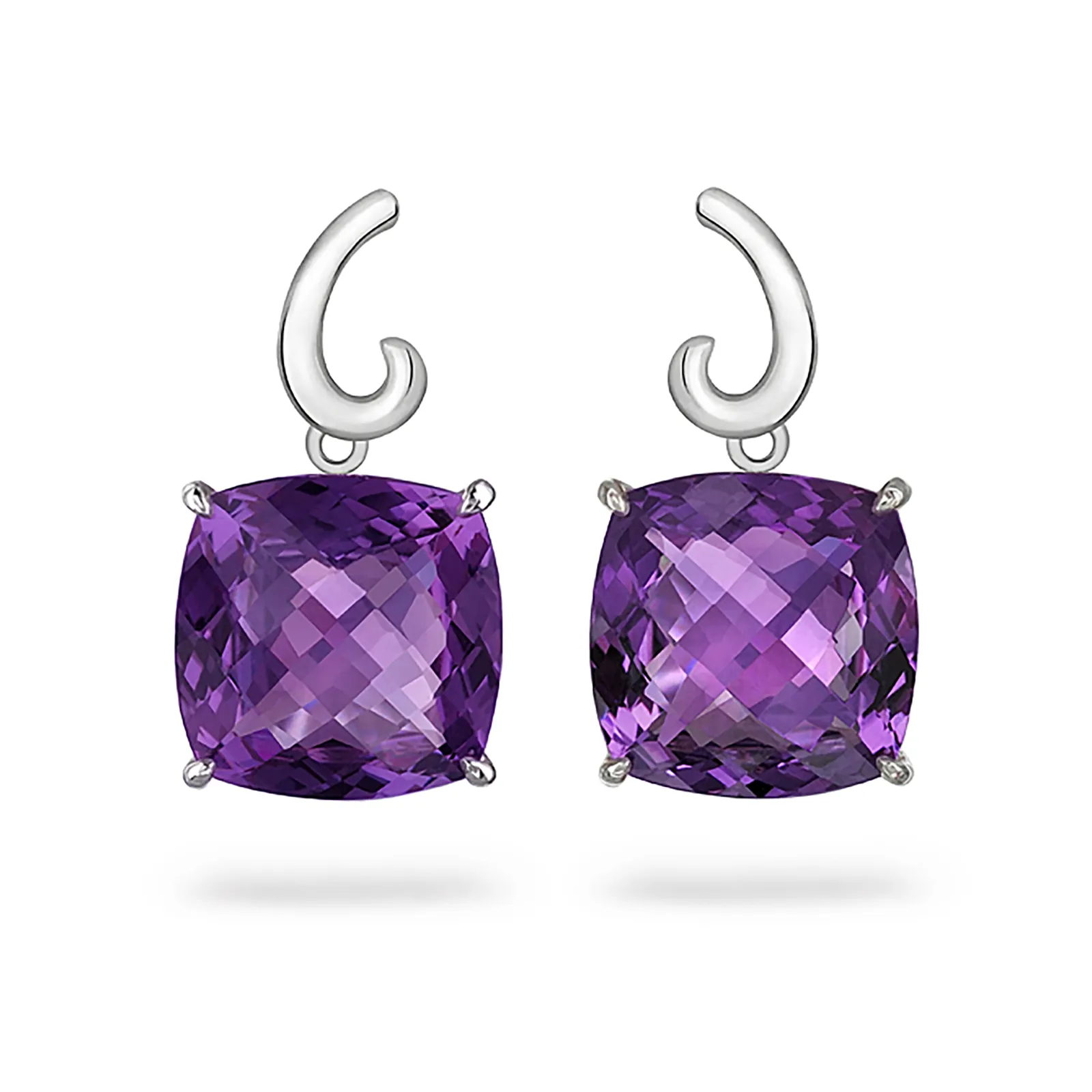 Contour Small Cushion Amethyst and Sterling Silver Earrings