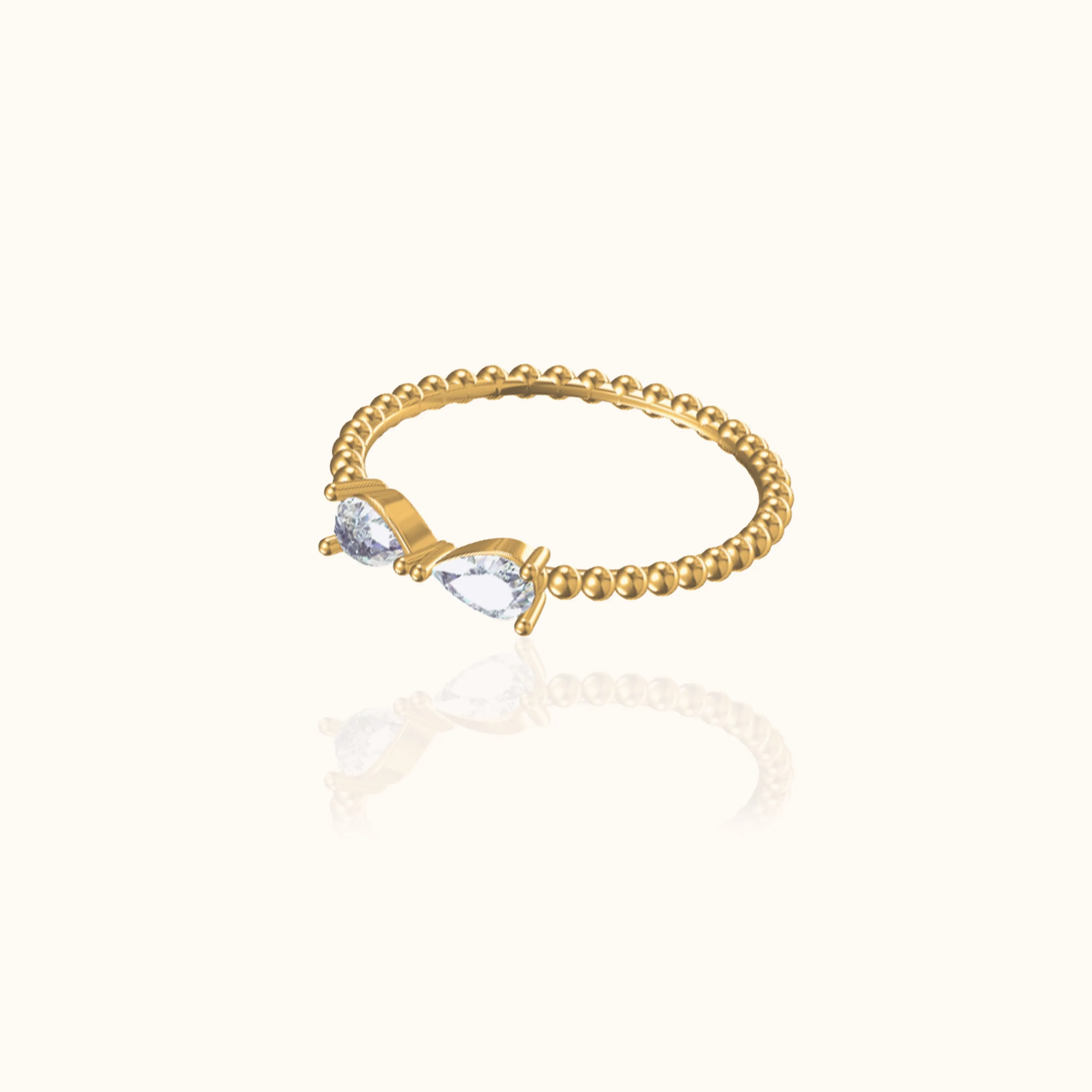 CZ Bow Bead Ring