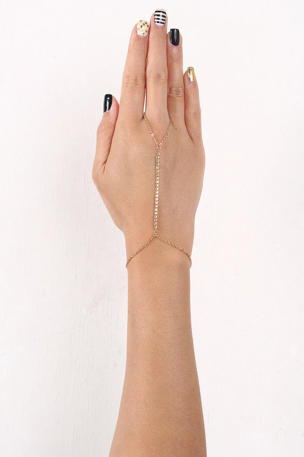 Dainty Rhinestone Embellishment Hand Chain