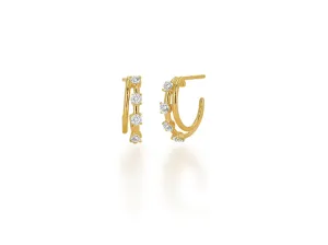 Details by CoatTails Double Row Huggie Earrings in Gold