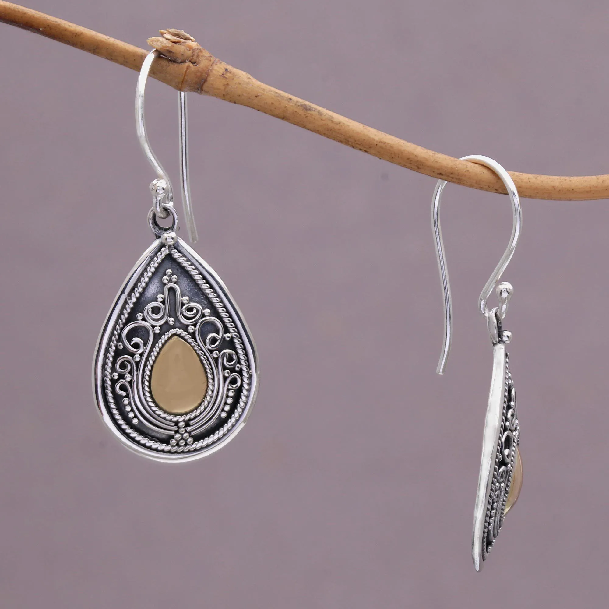 Dewdrop Leaves Sterling Silver Statement Earrings