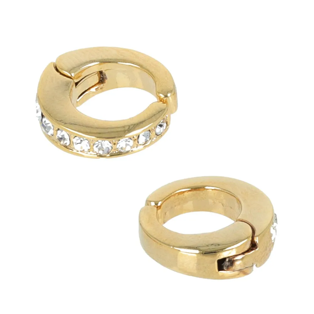 Diamante Huggie Hoop Clip On Earrings