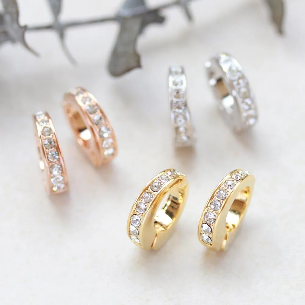 Diamante Huggie Hoop Clip On Earrings