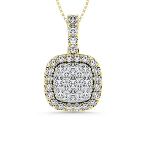 Diamond 1 1/4 Ct.Tw. Fashion Pendant With Center Flower White Gold touch in 14K Yellow Gold