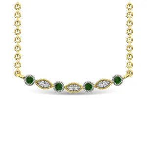 Diamond 1/10 Ct.Tw. And Tsaverite Fashion Necklace in 10K Yellow Gold