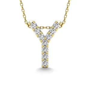 Diamond 1/10 Ct.Tw. Letter Y Pendant in 14K Yellow Gold"