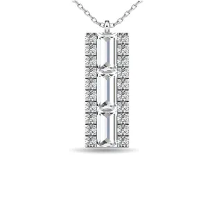 Diamond 1/2 Ct.Tw. Bar Pendant in 14K White Gold