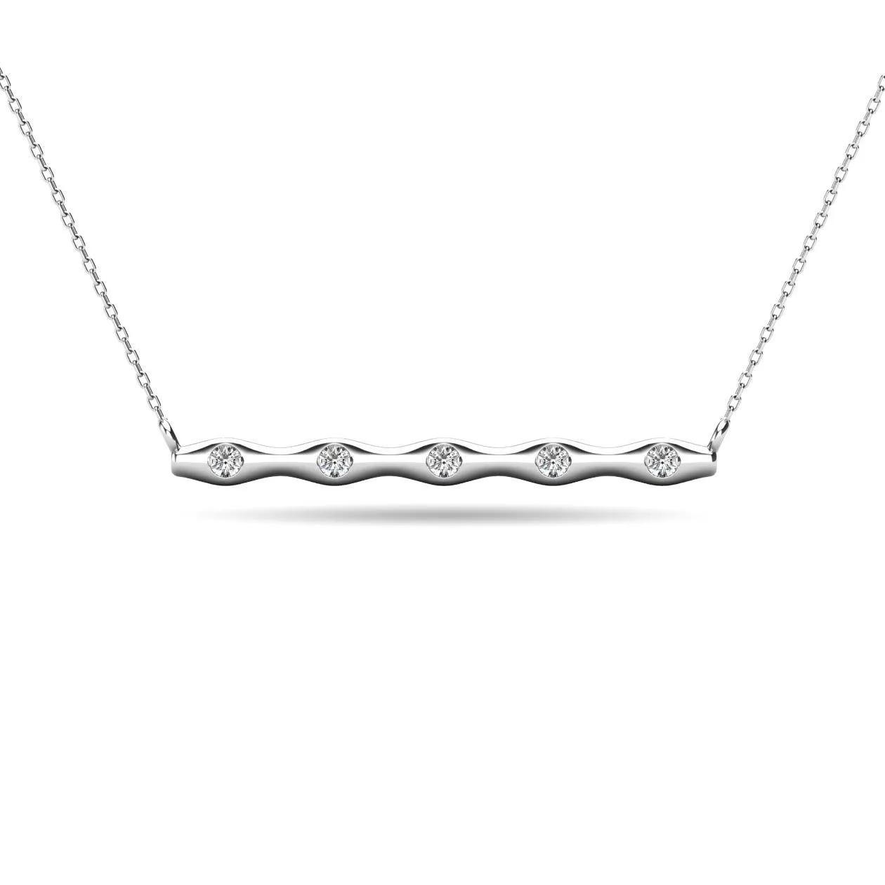 Diamond 1/20 ct tw Bar Necklace in 10K White Gold