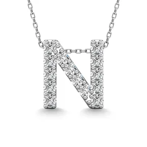 Diamond 1/6 Ct.Tw. Letter N Pendant in 14K White Gold"