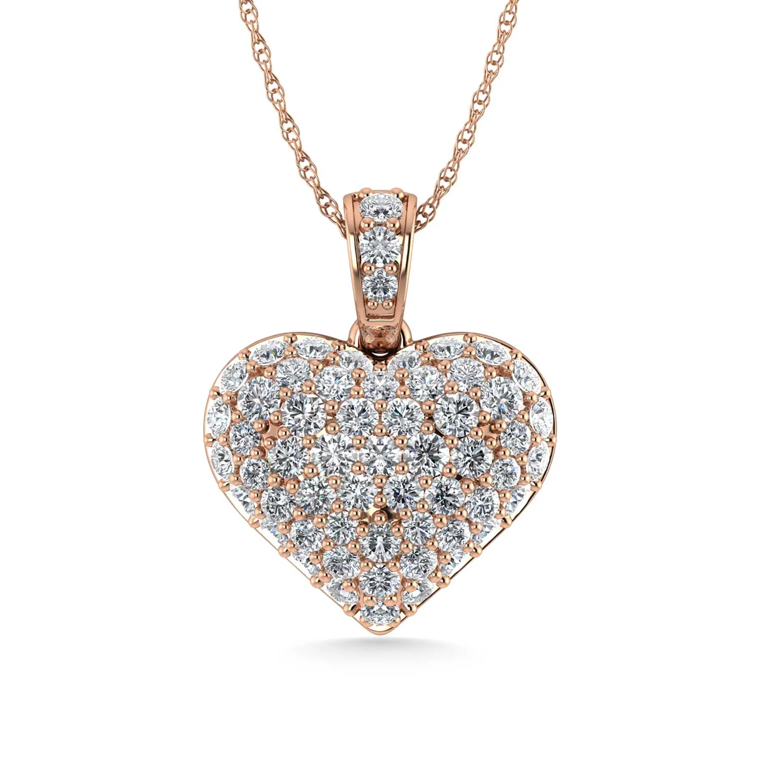 Diamond 2 1/2 Ct.Tw. Cluster Heart Pendant in 10K Rose Gold