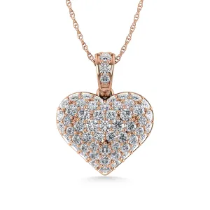 Diamond 2 1/2 Ct.Tw. Cluster Heart Pendant in 10K Rose Gold