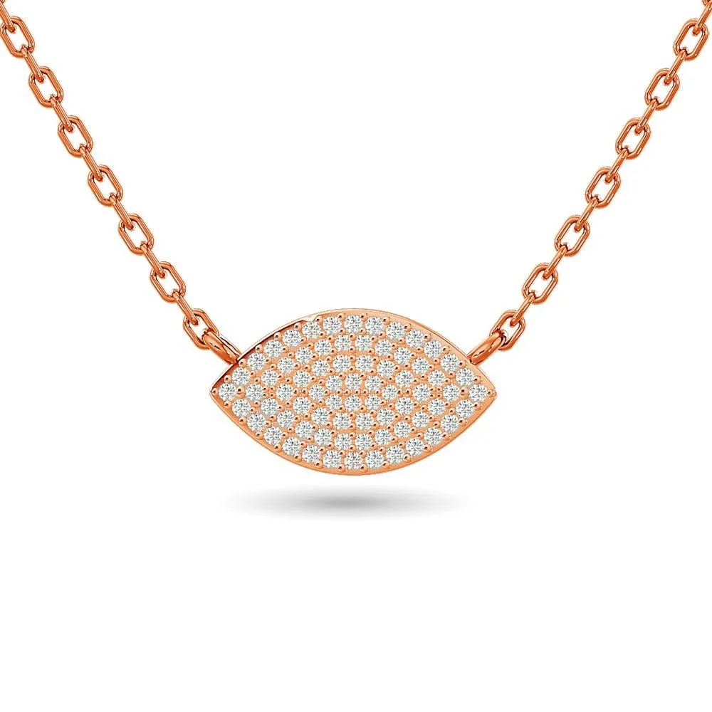 Diamond Eye Shape Necklace 1/5 ct tw in 10K Rose Gold