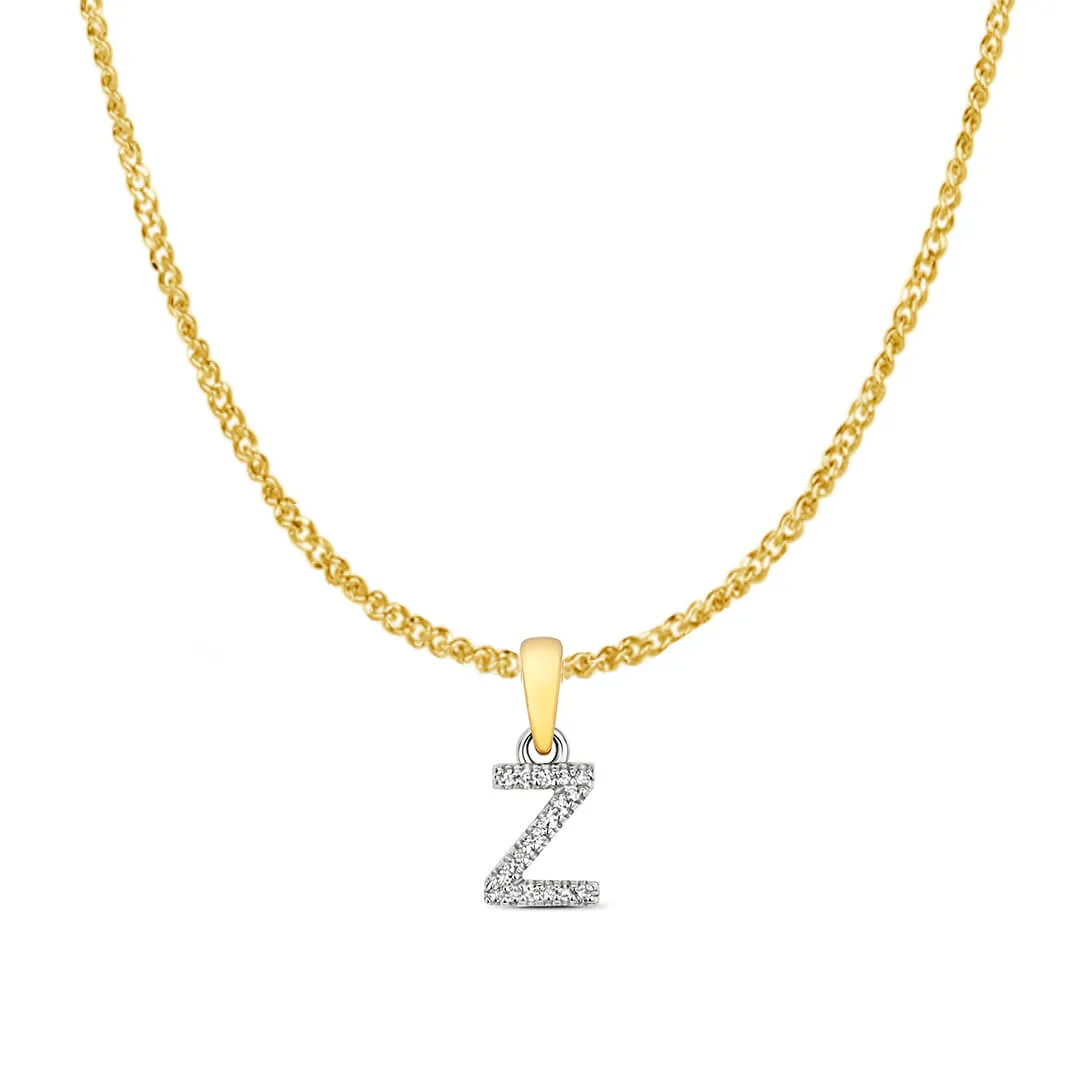 Diamond Initial Necklace | Solid 9 Carat Gold Charm | A to Z