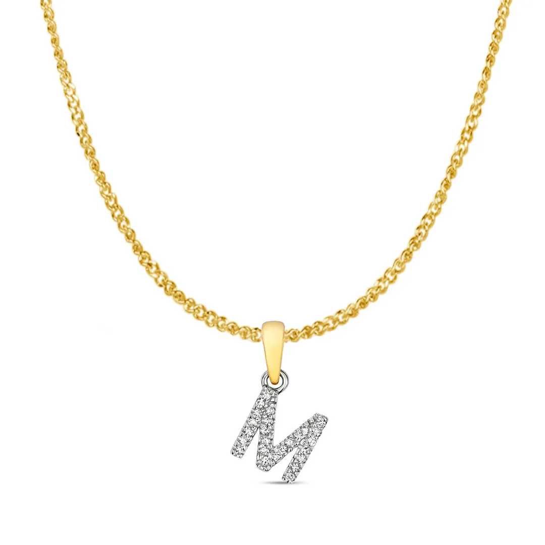 Diamond Initial Necklace | Solid 9 Carat Gold Charm | A to Z