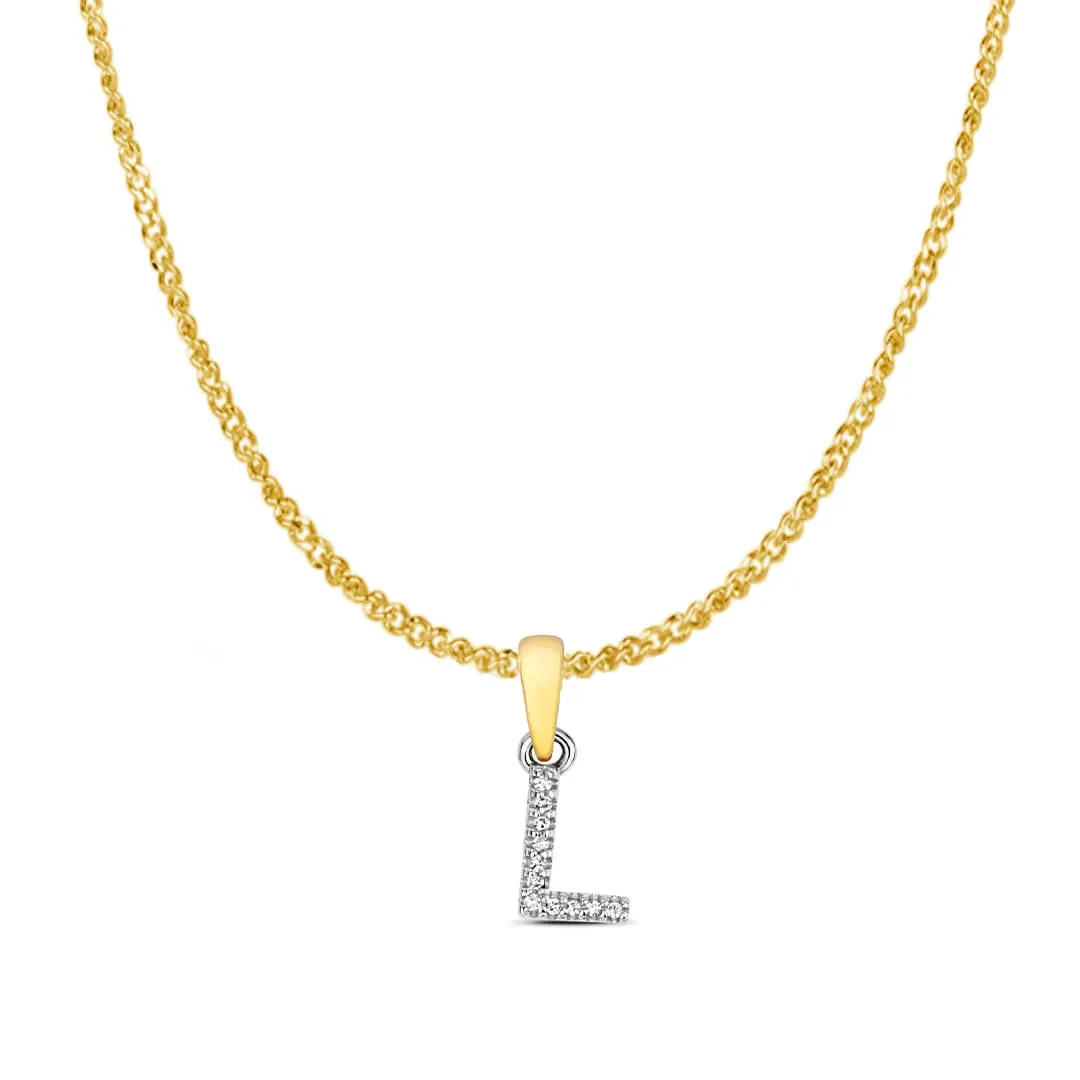 Diamond Initial Necklace | Solid 9 Carat Gold Charm | A to Z