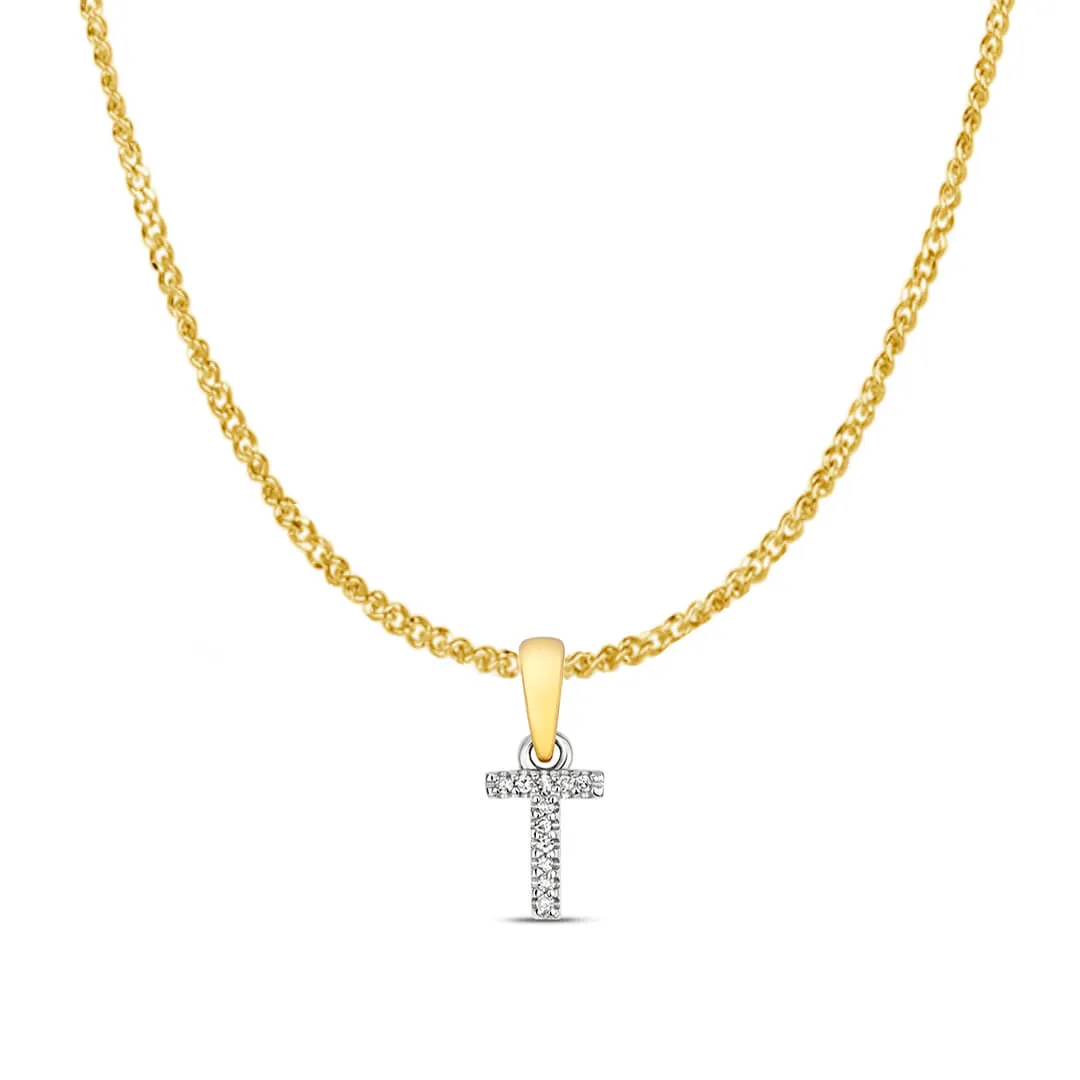 Diamond Initial Necklace | Solid 9 Carat Gold Charm | A to Z