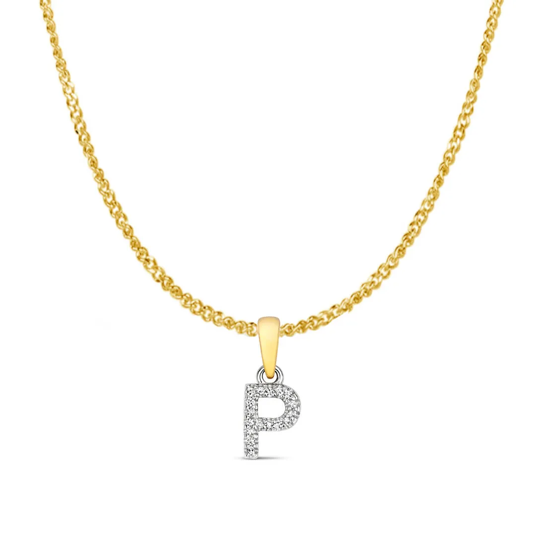 Diamond Initial Necklace | Solid 9 Carat Gold Charm | A to Z